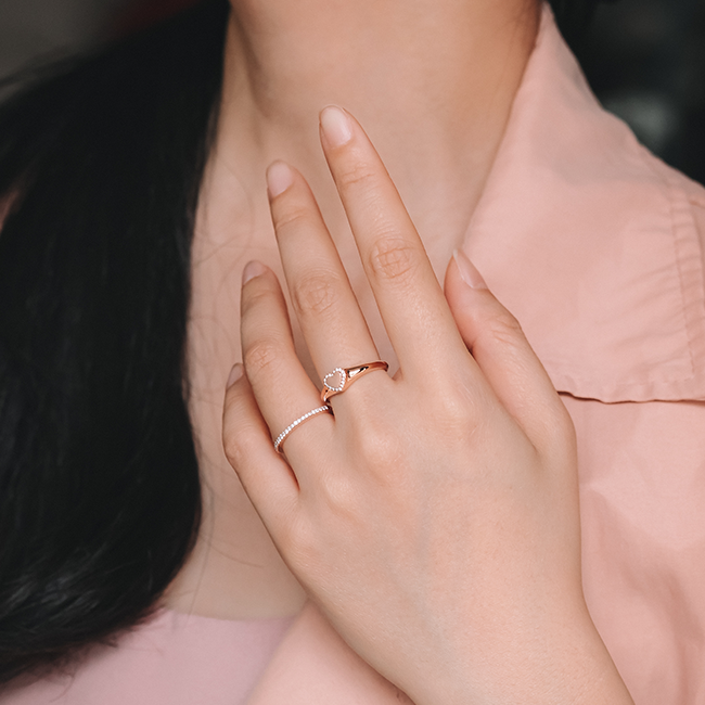 Pavé half eternity diamond ring